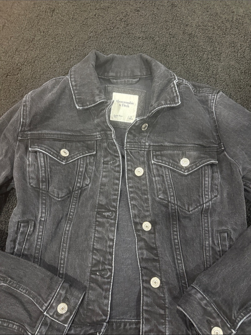 Abercrombie & Fitch Faded Black Denim Trucker Jacket